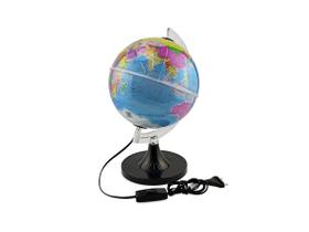 Globo Terrestre Giratório Com Lâmpada Led RGB Mapa Mundi Português 21cm Base Preta Removível Bivolt