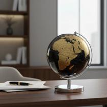 Globo Terrestre Giratório Decoração Luxo Metal Mesa Presente Mapa Mundi