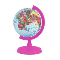 Globo Terrestre Libreria 10cm Baby Rosa Pink 313994 Politico Base e Régua Plástico