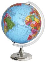 Globo terrestre Libreria 30cm studio político base cromada