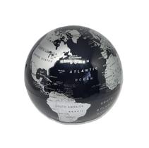 Globo terrestre mapa mundo preto e prata com luzes decoração - BELA FLOR