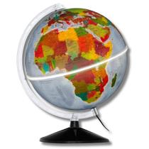 Globo Terrestre Mondo Fisico/Politico - 30cm - Iluminado com Led Branco Bivolt - Base Plastico