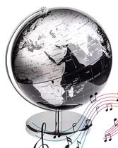 Globo Terrestre Musical Mapa Mundi Toca Musica Giratorio Enfeite Decoração Quarto Escritorio Mesa Sala Geografia Viagem Interativo