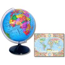 Globo Terrestre Político 30 cm Diâmetro-acompanha Mapa Mundi