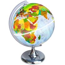 Globo Terrestre Político E Físico Luminoso - Mondo Base Cromada