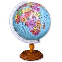 Globo Terrestre Político Giratório 30 cm Base Madeira