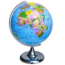 Globo Terrestre Político Giratório 30cm Diâmetro Bilíngue Base Cromada