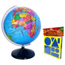 Globo Terrestre Político Giratório 43cm Altura + Blocos Lógicos em EVA