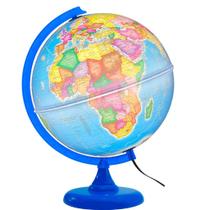 Globo Terrestre Político Luminoso Azul Celeste Prisma 30cm diâmetro