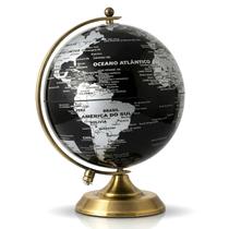 Globo Terrestre Político Mapa Mundi Giratório 20 Cm Dourado Decoração De Mesa