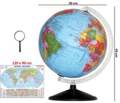 Globo Terrestre Político Studio 30cm Diâmetro com Mapa Mundi Gigante e Lupa
