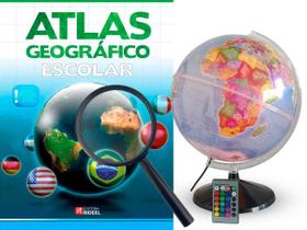 Globo Terrestre Prisma 30cm + Lupa + Atlas - Cores Vibrantes - Libreria Editora