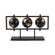 Globo terrestre Winston ferro 18,5cm preto/dourado -L Hermitage