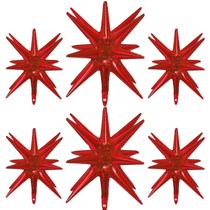 Globos de Estrella Roja de 14 Puntas Láser LAIAMER, Lámina de 22 pulgadas, 6 piezas