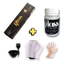 Gloss Express Kit Coloração Creme 60g + Ox 70ml + Cumbuca Pincel e Luva Gloss Express Kit Coloração Creme 60g + Ox 70ml + Cumbuca Pincel e Luva