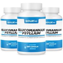 Glucomanan Psylium 360 cápsulas 500 mg kit 3 x 120 cáps Glucomannan