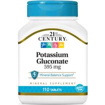 Gluconato de Potássio 595 mg 110 Comprimidos 21st Century