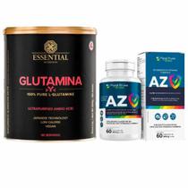 Glutamina 100% Pura (300g) - Essential Nutrition + Multivitamínico AZ - Floral Ervas do Brasil