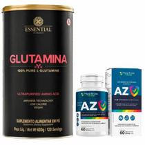 Glutamina 100% Pura (600g) - Essential Nutrition + Multivitamínico AZ - Floral Ervas do Brasil