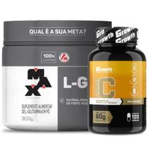 Glutamina 300g Max Titanium + Vitamina C 120 Caps Growth
