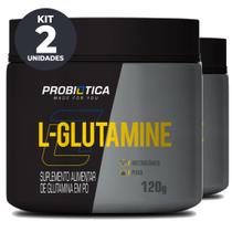 Glutamina Pura 120g Probiotica Kit 2 Potes