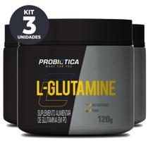 Glutamina Pura 120g Probiotica Kit 3 Potes