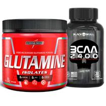 Glutamina Pura 150g Integral + Bcaa 30 Caps Black Skull