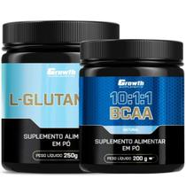 Glutamina Pura 250g + Bcaa 10:1:1 200g em Pó Growth