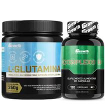 Glutamina Pura 250g + Complexo B 120 Caps Growth Supplements
