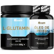 Glutamina Pura 250g + Omega 3 75 Caps Growth Supplements