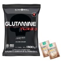 Glutamina Turbo - Refil - 500g - Black Skull + 2x Dose de Suplemento (Variado)