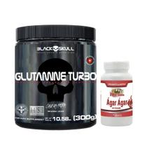 Glutamine Turbo Caveira Preta - 300g - Glutamina - Black Skull + Ágar Ágar - 120 Cáps - Rei Terra