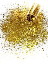 GM21-B Glitter Chunky flocado Poliéster Importado resina unha 100gr - GOLD