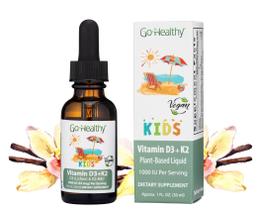 Go Healthy Kids Vitamina D3 & K2, 1000 UI, Gotas de Líquido Vegano 30 Porções