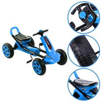 Go Kart Azul Com Som Uni Toys Rodas Antiderrapante Pedal e Passeio 2 em 1