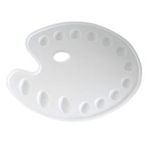 Gode Paleta p/ Pintura em Formato Anatômico Oval Branco 14 Cavidades 27x36 cm