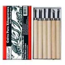 Goiva Para Xilogravura E Linóleo C/ 6 Peças Madeira Sinoart