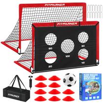 Gol de futebol infantil FITPARNER, rede de 122x91 cm com alvos e cones