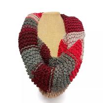 Gola de Crochê Grossa Vermelha e Cinza Feita à Mão Gola de Crochê Grossa Vermelha e Cinza Feita à Mão