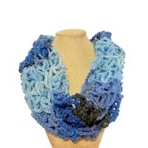 Gola de Inverno de Crochê Azul Mesclado