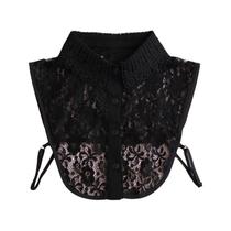 Gola falsa, charmoso design de renda de crochê, preta para mulheres Gola falsa, charmoso design de renda de crochê, preta para mulheres