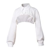 Gola falsa, chique, cortada, manga comprida, estilo encolher de ombros, branca para mulheres