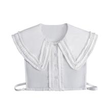 Gola falsa de algodão elegante com acabamento plissado para mulheres