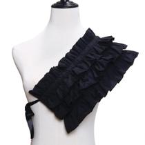 Gola falsa de algodão preto com babados assimétricos para mulheres