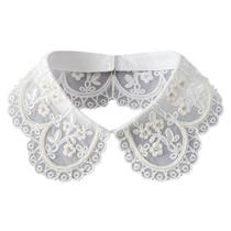 Gola falsa de renda, gola de blusa bordada removível para mulheres