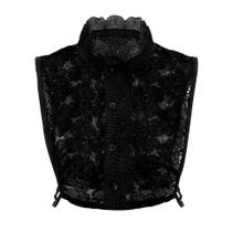 Gola falsa de renda preta feminina, gola removível, chiffon
