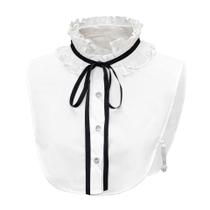 Gola falsa, design chique de babados, algodão removível, branco