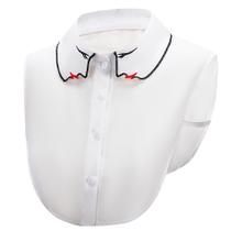 Gola falsa, design facial bordado, renda branca para mulheres