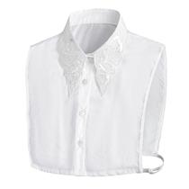 Gola falsa, gola removível, feminina, bordada em renda branca