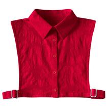 Gola falsa, gola removível, renda vermelha, decote em V para mulheres